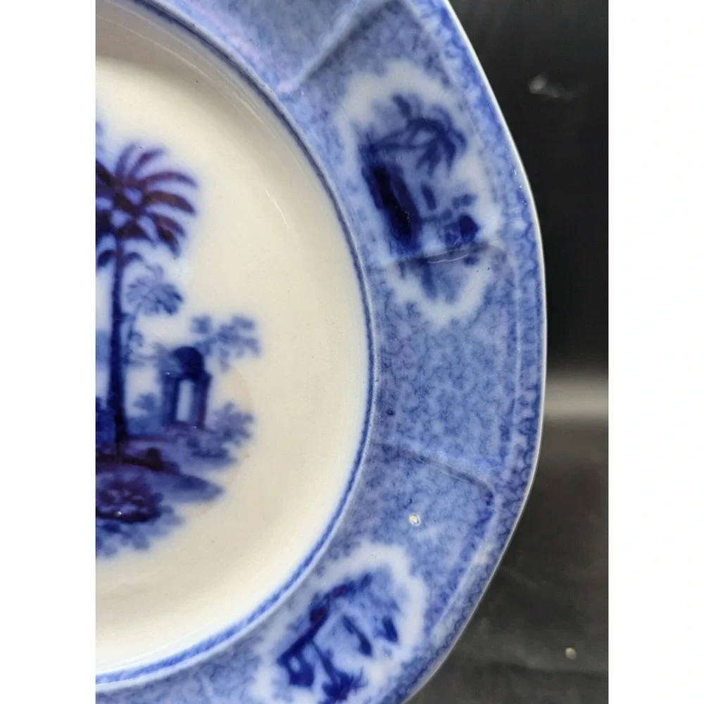 Set of 5 Antique W Adams & Sons Euphrates Flow Blue Ironstone Plates England
